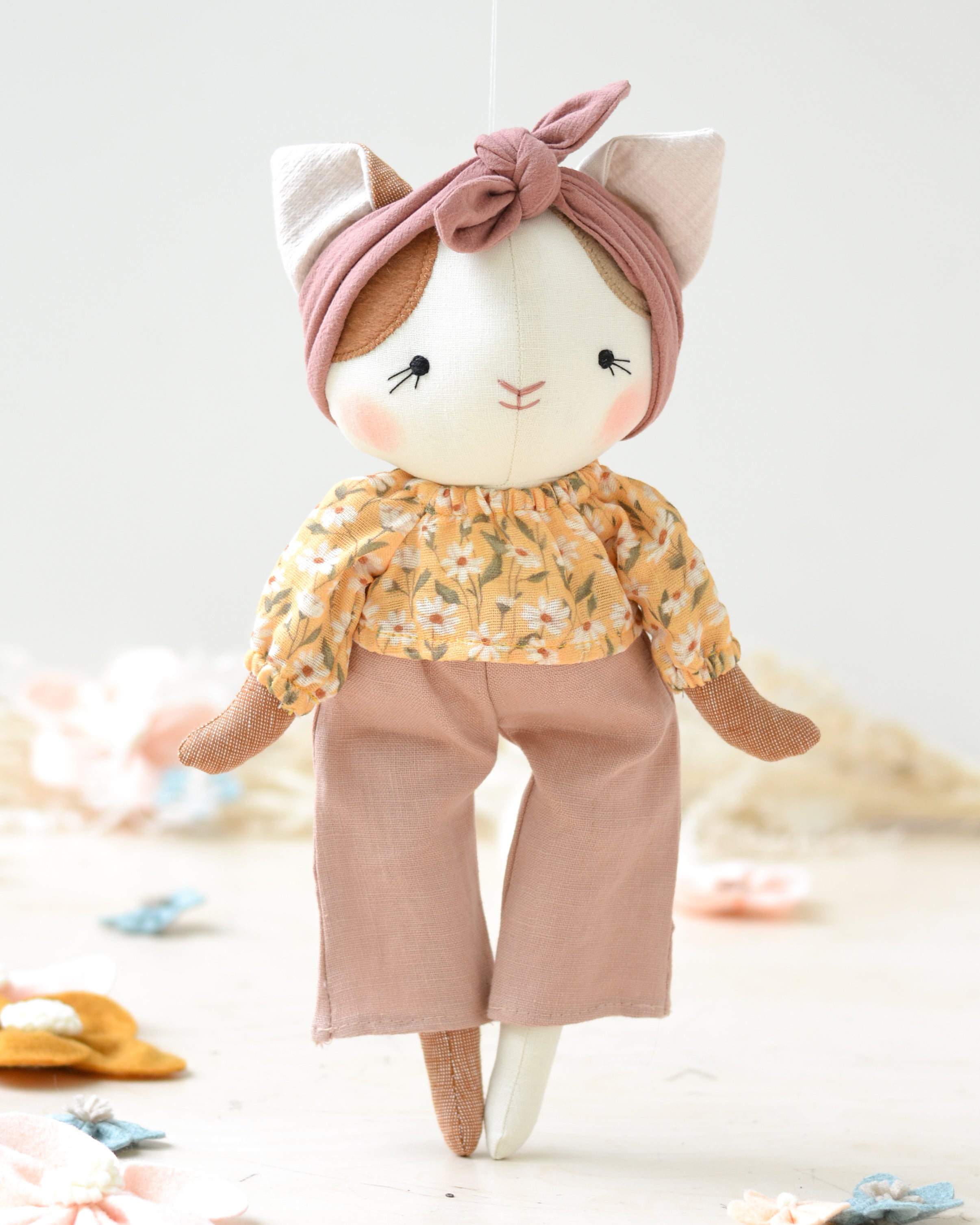 Cat Soft Toy Lucie Floral Shirt