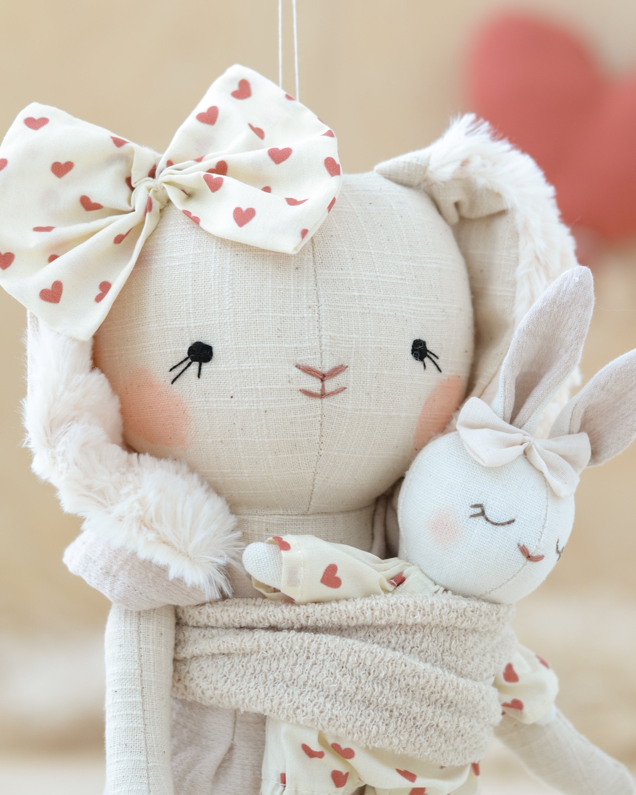 Mama + baby Bunny Doll Soft Toy