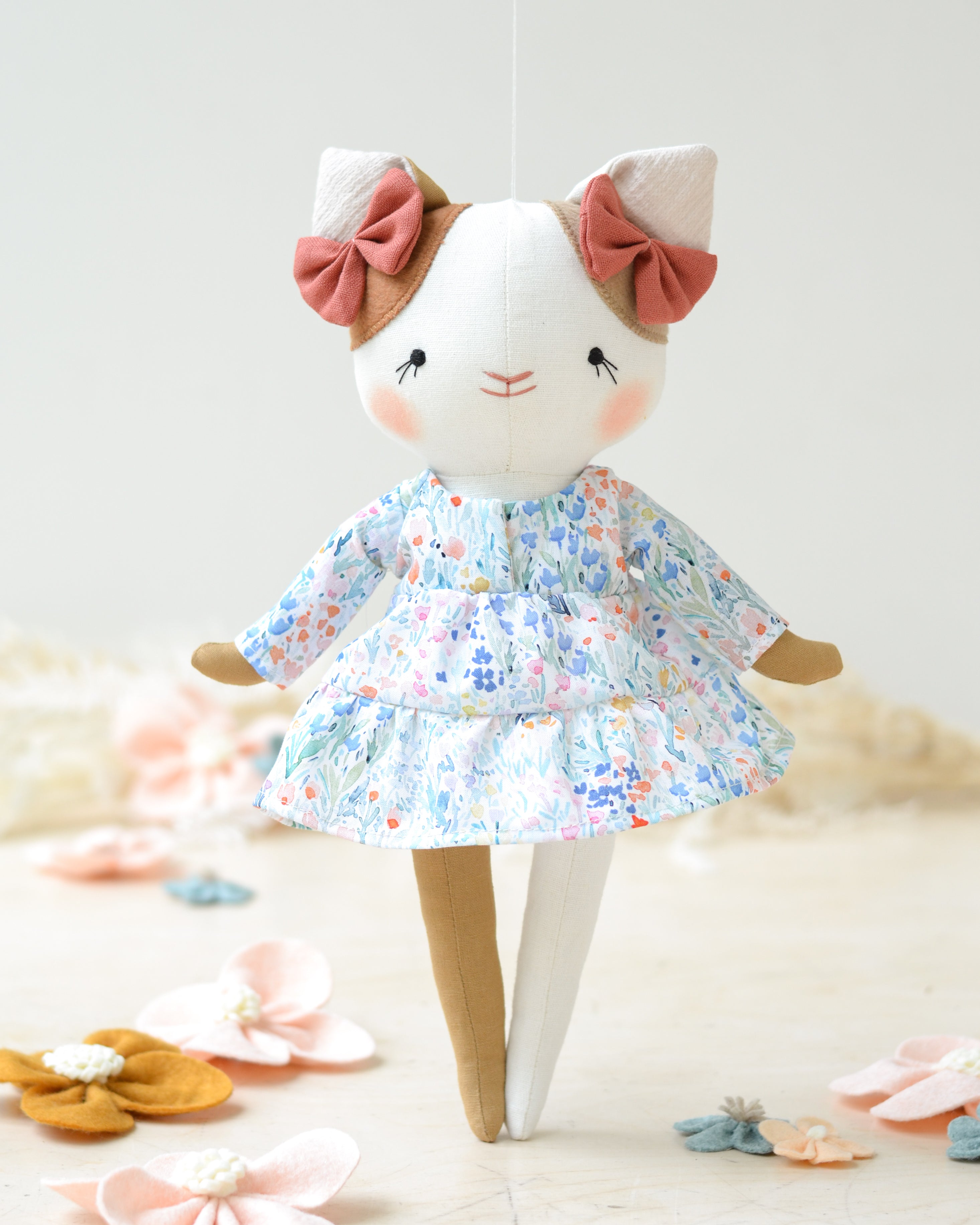 Cat Soft Toy Lucie Floral Dress
