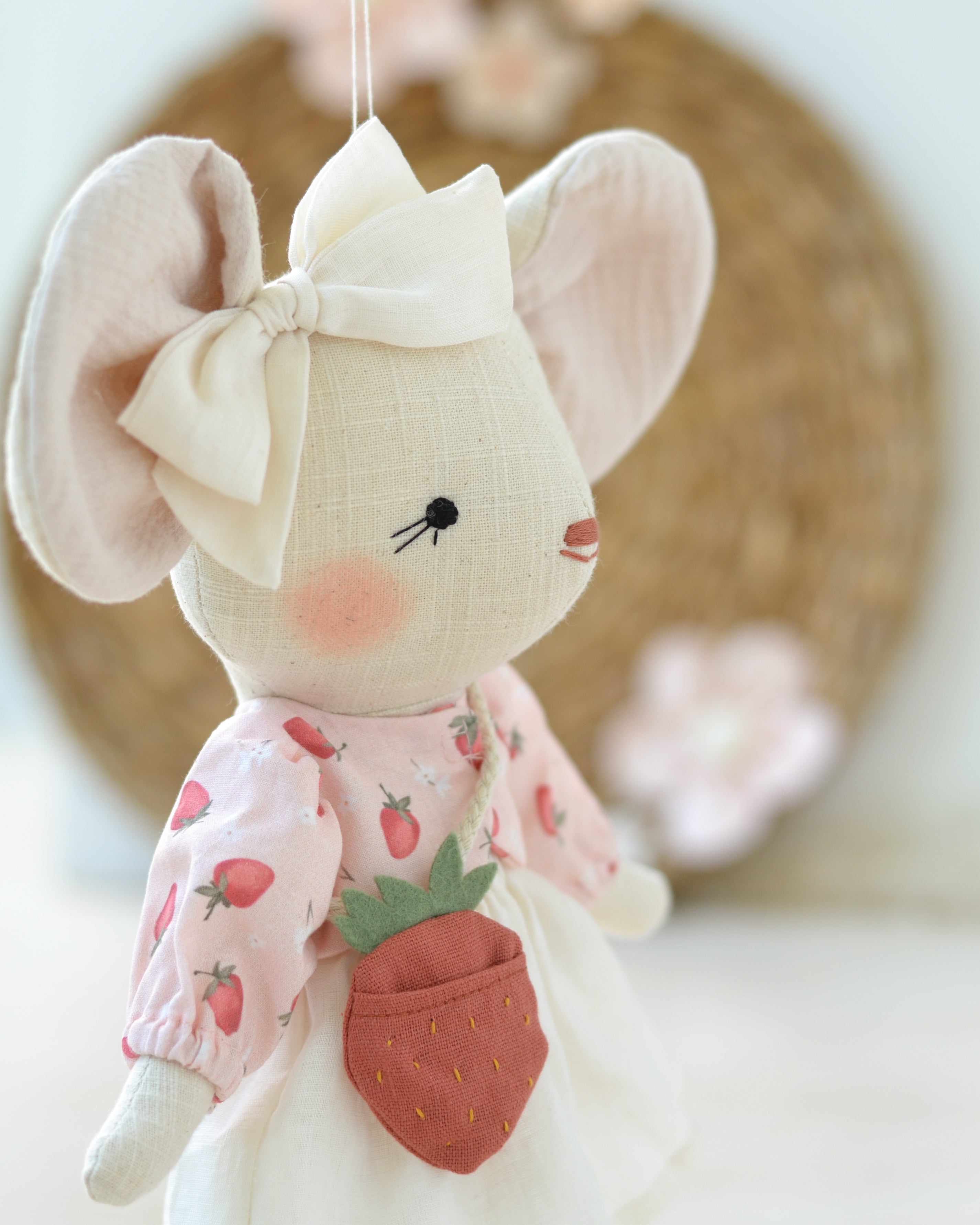 Mouse Soft Toy | Strawberry Jacket and Bag