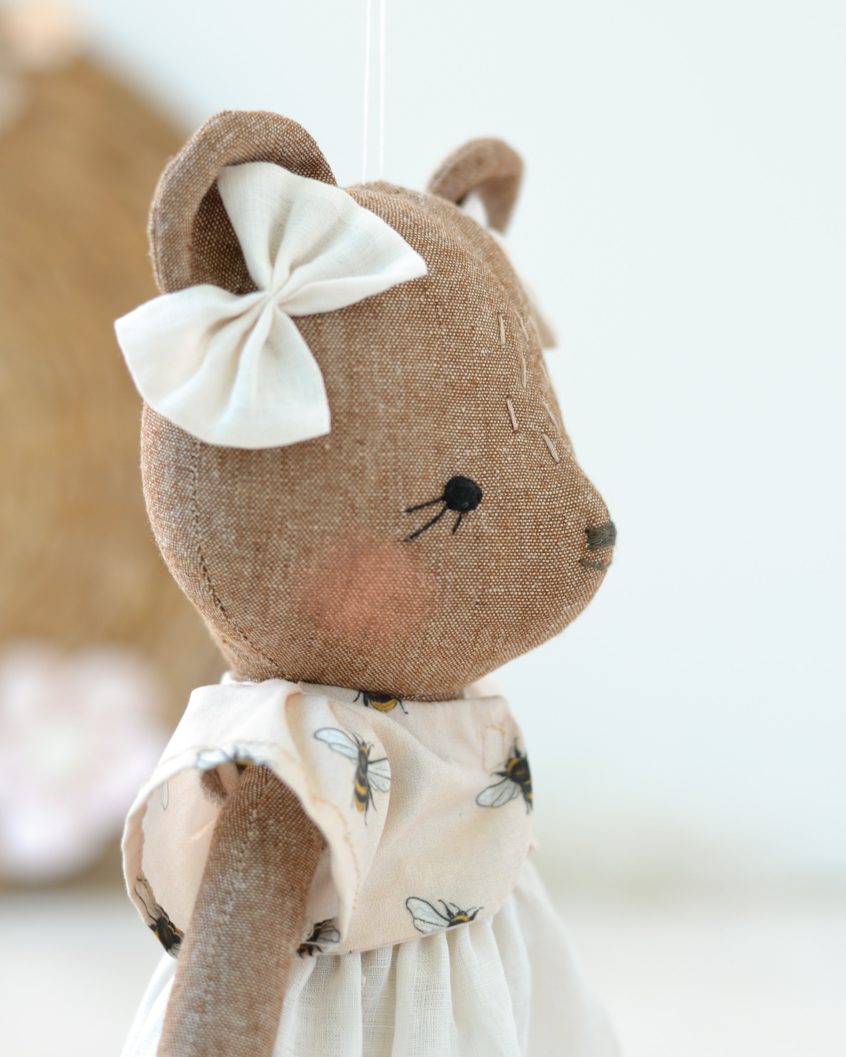 Bear Soft Toy Charlotte | Bee Top with White Skirt