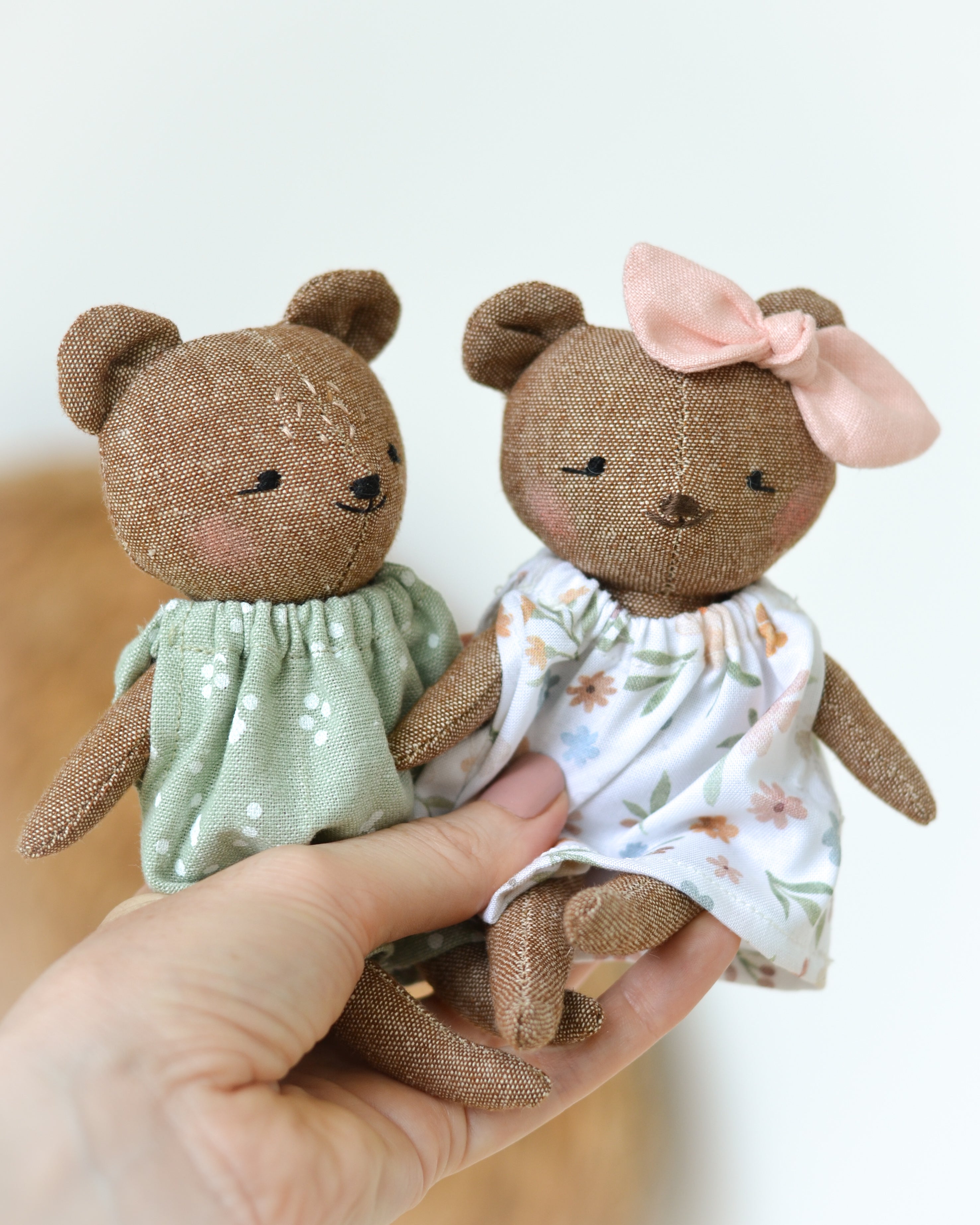 Sewing Pattern - Mini bear, panda and lion doll